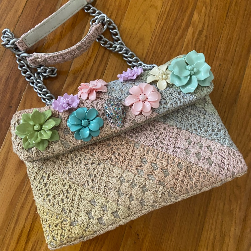 Kurt Geiger Multicolor Floral Crochet Shoulder Bag